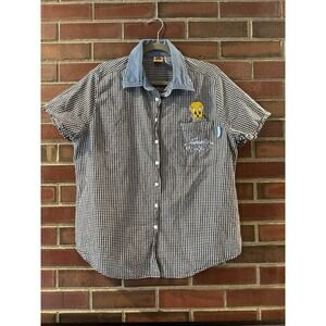 Vintage 2000 Looney Tunes Tweety Bird Gingham Shirt Women's 14W/16W